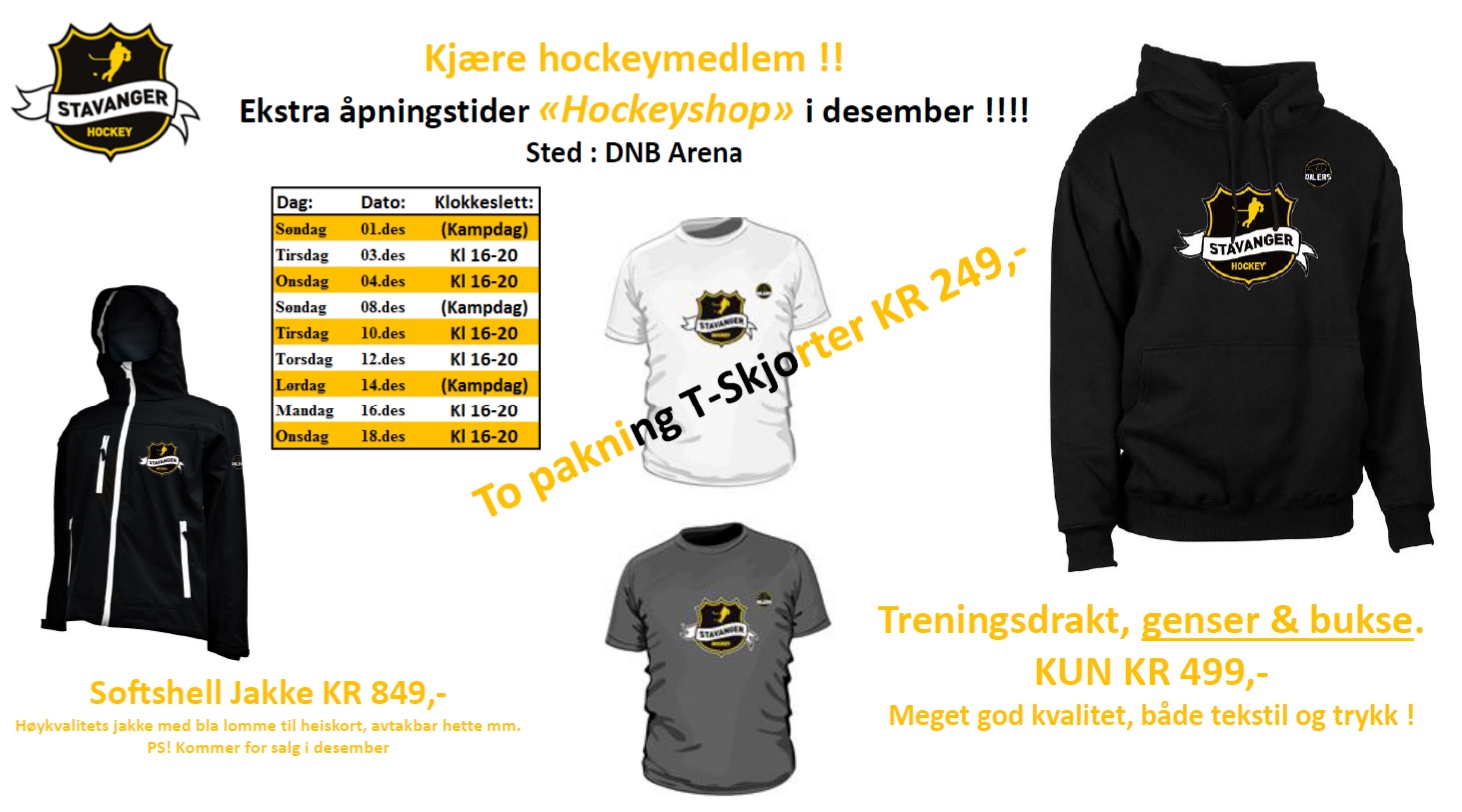 Ekstra åpningstider Hockeyshopen desember2013